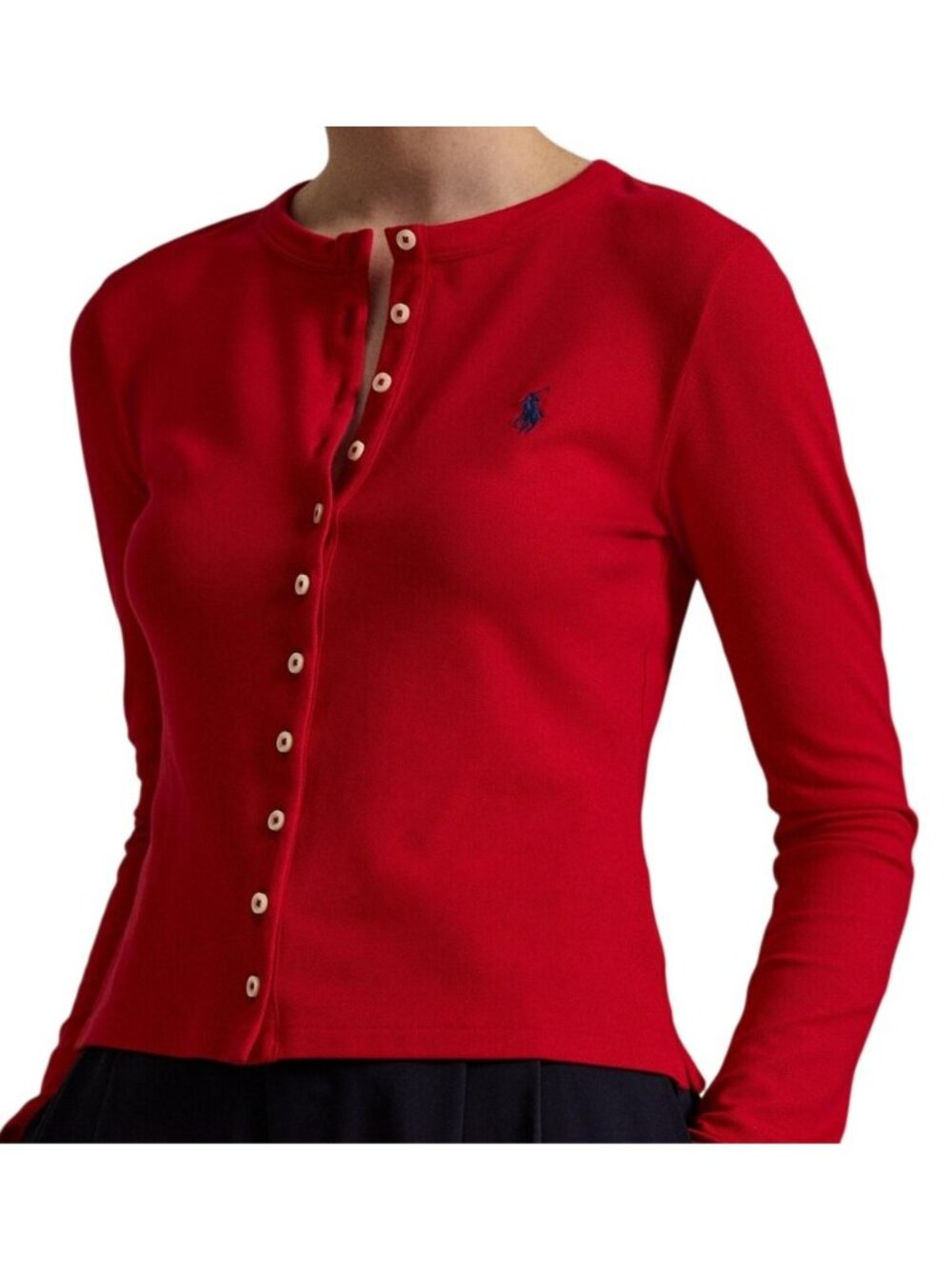 NWT Polo Ralph Lauren Red Cotton Stretch Cardigan XXS MSRP $158